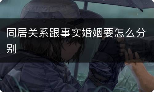 同居关系跟事实婚姻要怎么分别