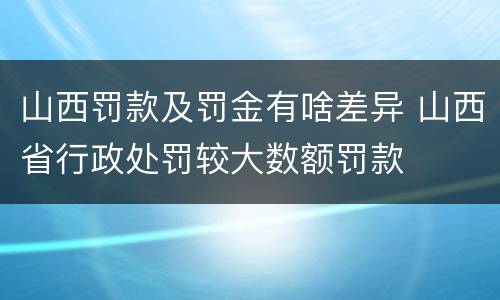 山西罚款及罚金有啥差异 山西省行政处罚较大数额罚款