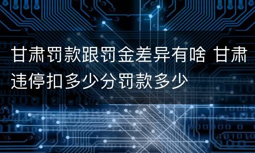 甘肃罚款跟罚金差异有啥 甘肃违停扣多少分罚款多少
