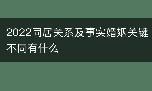 2022同居关系及事实婚姻关键不同有什么
