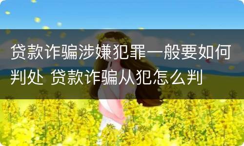 贷款诈骗涉嫌犯罪一般要如何判处 贷款诈骗从犯怎么判