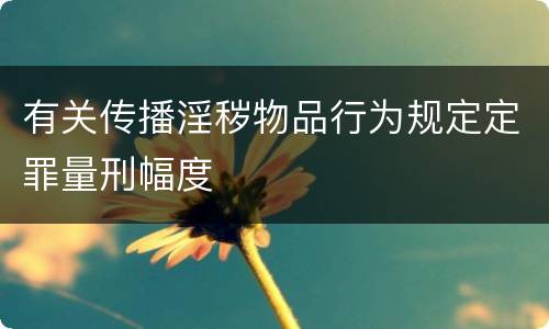 有关传播淫秽物品行为规定定罪量刑幅度
