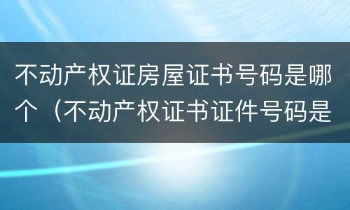 不动产权证房屋证书号码是哪个（不动产权证书证件号码是哪个）