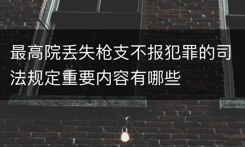 最高院丢失枪支不报犯罪的司法规定重要内容有哪些