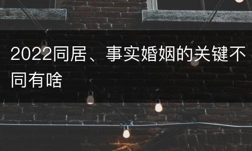 2022同居、事实婚姻的关键不同有啥