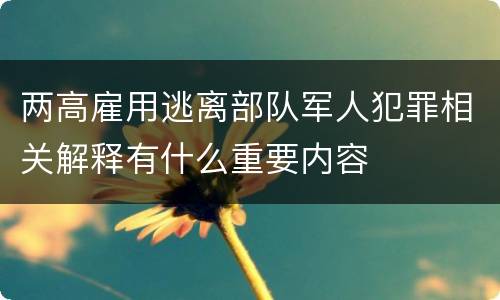 两高雇用逃离部队军人犯罪相关解释有什么重要内容