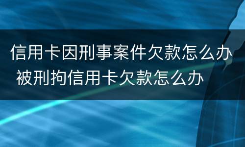 信用卡因刑事案件欠款怎么办 被刑拘信用卡欠款怎么办