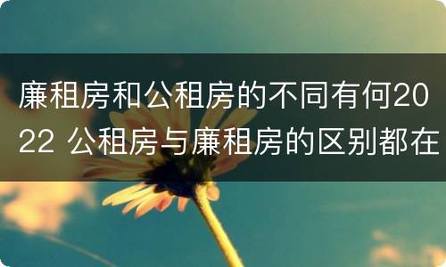 廉租房和公租房的不同有何2022 公租房与廉租房的区别都在此,别再搞错了!