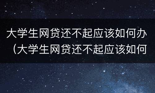 大学生网贷还不起应该如何办（大学生网贷还不起应该如何办呢）