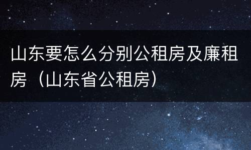 山东要怎么分别公租房及廉租房（山东省公租房）