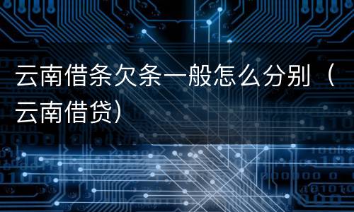云南借条欠条一般怎么分别（云南借贷）