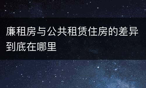 廉租房与公共租赁住房的差异到底在哪里