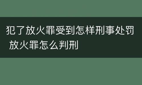 犯了放火罪受到怎样刑事处罚 放火罪怎么判刑