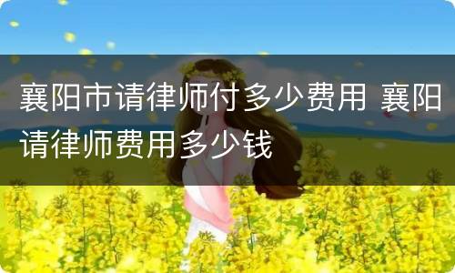 襄阳市请律师付多少费用 襄阳请律师费用多少钱