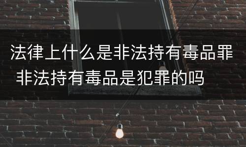 法律上什么是非法持有毒品罪 非法持有毒品是犯罪的吗