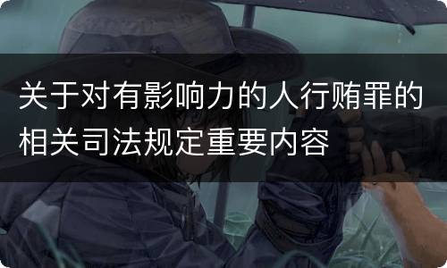 关于对有影响力的人行贿罪的相关司法规定重要内容