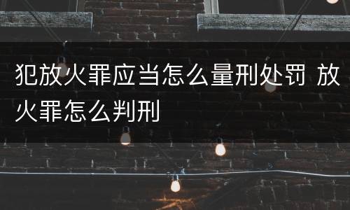 犯放火罪应当怎么量刑处罚 放火罪怎么判刑