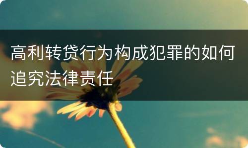 高利转贷行为构成犯罪的如何追究法律责任