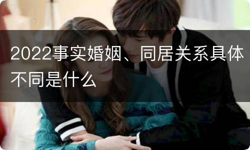 2022事实婚姻、同居关系具体不同是什么