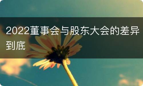 2022董事会与股东大会的差异到底