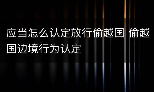应当怎么认定放行偷越国 偷越国边境行为认定