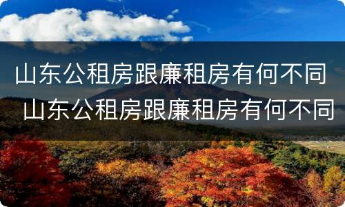 山东公租房跟廉租房有何不同 山东公租房跟廉租房有何不同点