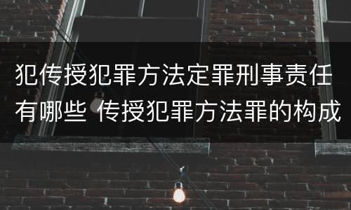 犯传授犯罪方法定罪刑事责任有哪些 传授犯罪方法罪的构成要件