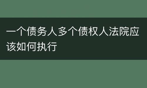 一个债务人多个债权人法院应该如何执行