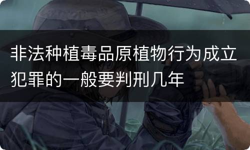 非法种植毒品原植物行为成立犯罪的一般要判刑几年