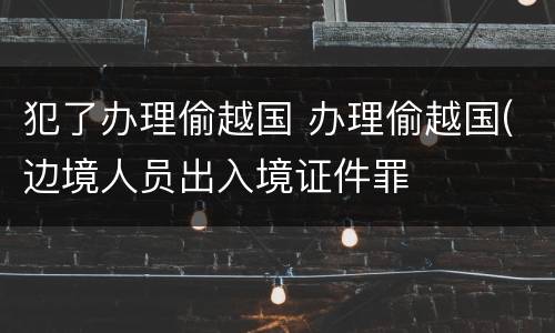犯了办理偷越国 办理偷越国(边境人员出入境证件罪