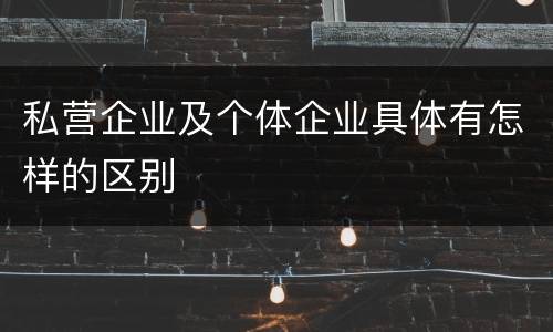 私营企业及个体企业具体有怎样的区别