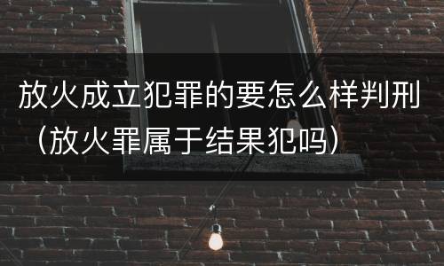 放火成立犯罪的要怎么样判刑（放火罪属于结果犯吗）