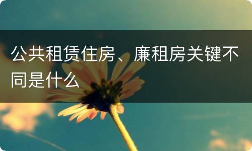 公共租赁住房、廉租房关键不同是什么