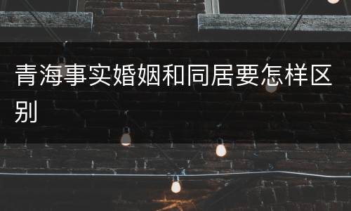 青海事实婚姻和同居要怎样区别