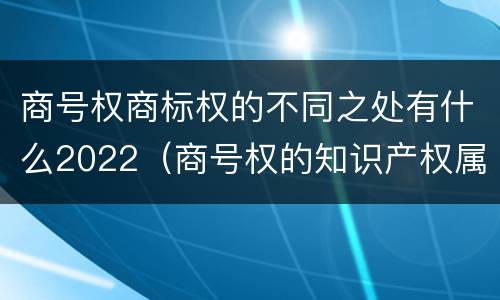 商号权商标权的不同之处有什么2022（商号权的知识产权属性）