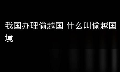 我国办理偷越国 什么叫偷越国境