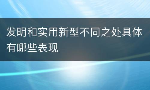 发明和实用新型不同之处具体有哪些表现