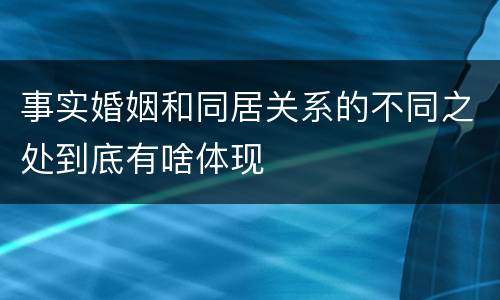 事实婚姻和同居关系的不同之处到底有啥体现