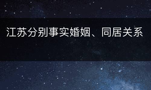 江苏分别事实婚姻、同居关系
