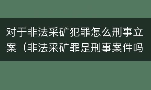 对于非法采矿犯罪怎么刑事立案（非法采矿罪是刑事案件吗）
