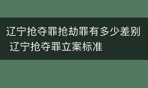 辽宁抢夺罪抢劫罪有多少差别 辽宁抢夺罪立案标准