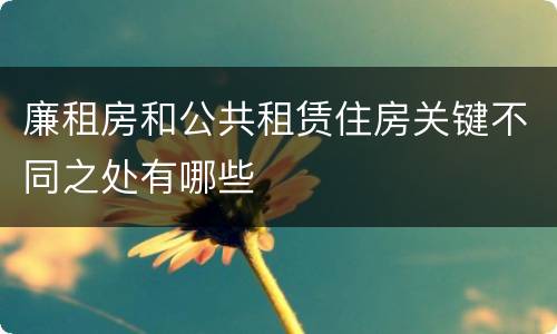 廉租房和公共租赁住房关键不同之处有哪些