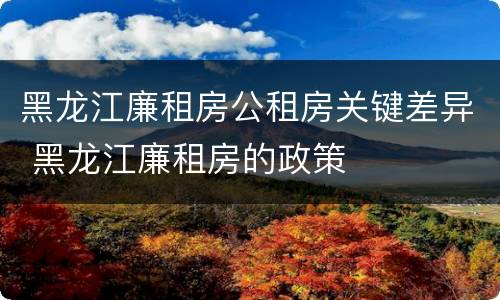 黑龙江廉租房公租房关键差异 黑龙江廉租房的政策