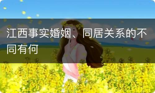江西事实婚姻、同居关系的不同有何