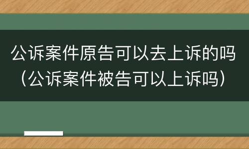 公诉案件原告可以去上诉的吗（公诉案件被告可以上诉吗）