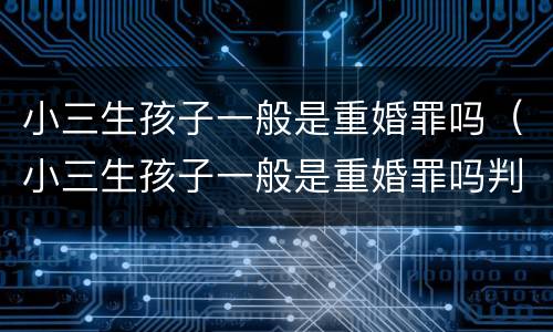 小三生孩子一般是重婚罪吗（小三生孩子一般是重婚罪吗判几年）