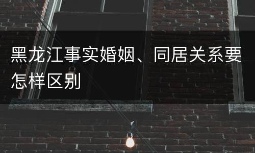黑龙江事实婚姻、同居关系要怎样区别