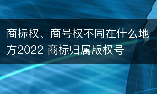商标权、商号权不同在什么地方2022 商标归属版权号