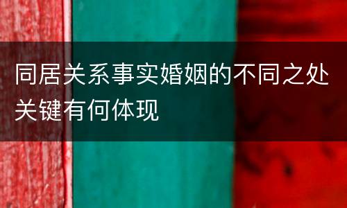 同居关系事实婚姻的不同之处关键有何体现