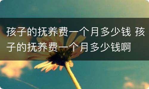 孩子的抚养费一个月多少钱 孩子的抚养费一个月多少钱啊